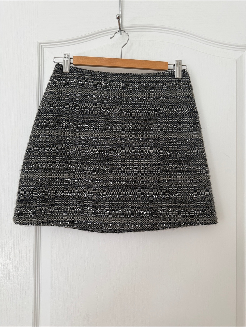 Tory Burch Black & Gray Tweed Mini Skirt